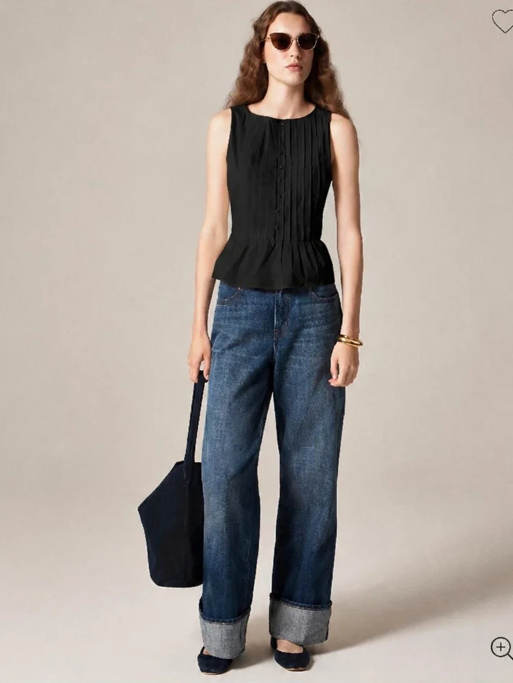 J. Crew Black Pintuck Sleeveless Button-Front Blouse